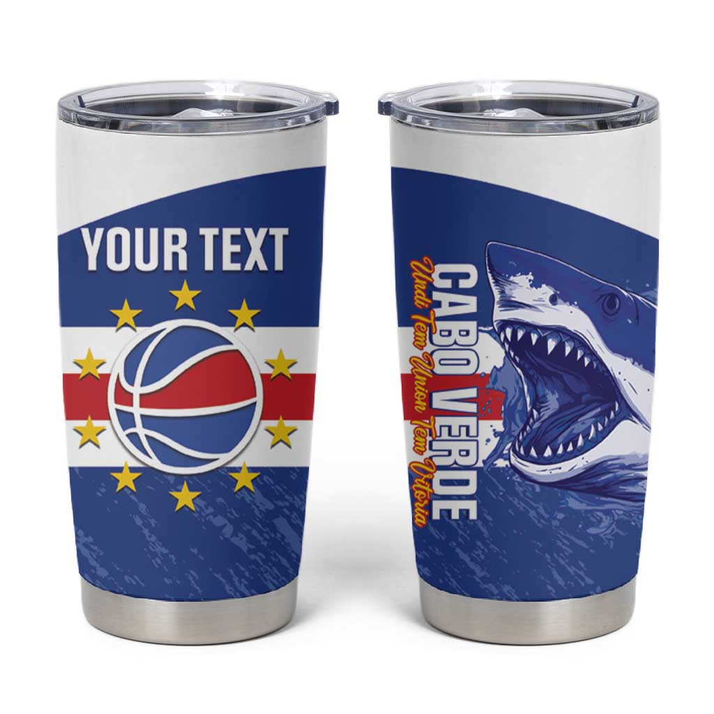 Afro Basketball Custom Cape Verde Tumbler Cup Come On Blue Sharks - African Pride
