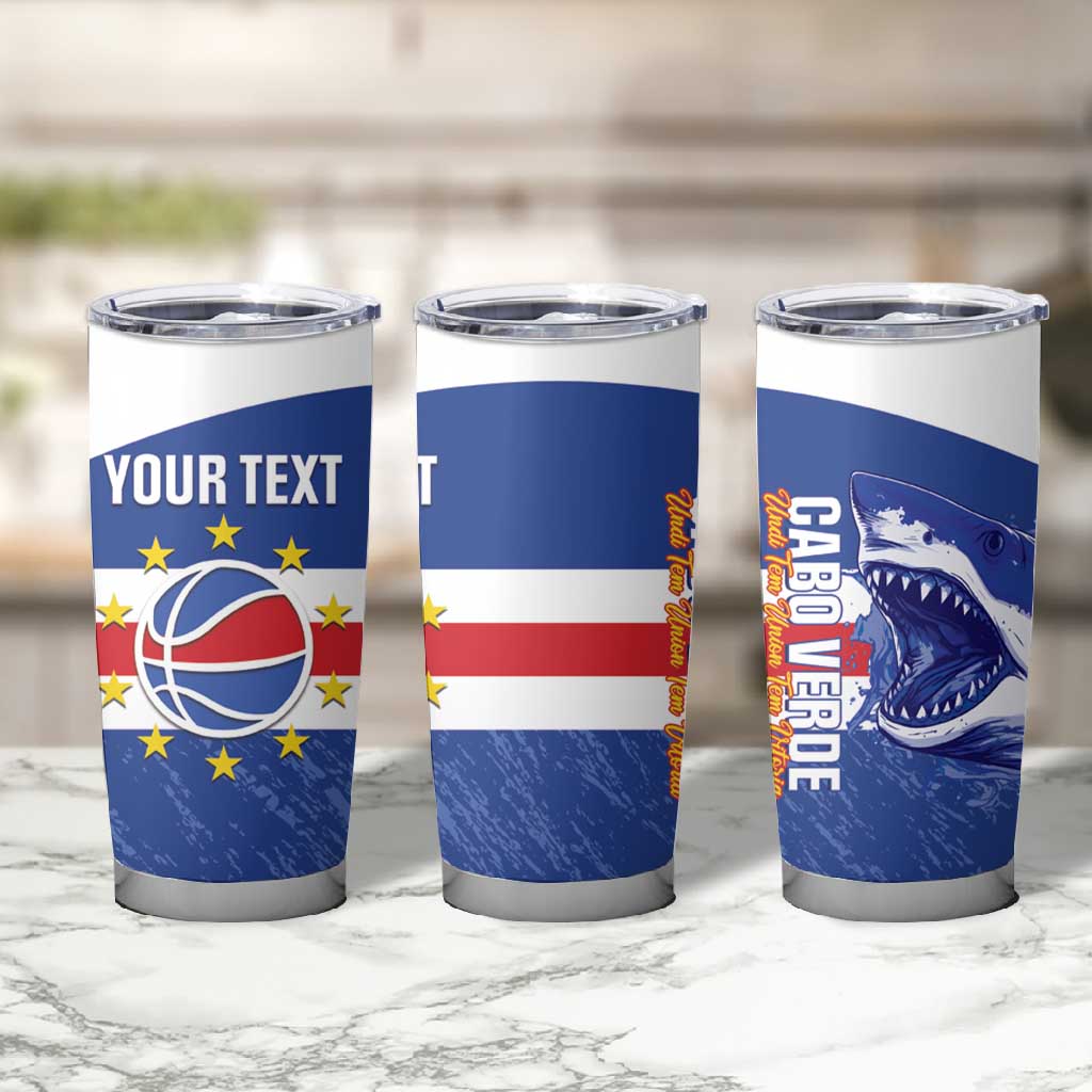 Afro Basketball Custom Cape Verde Tumbler Cup Come On Blue Sharks - African Pride
