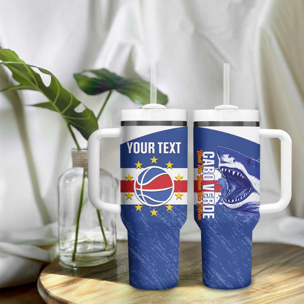 Afro Basketball Custom Cape Verde Tumbler With Handle Come On Blue Sharks - African Pride