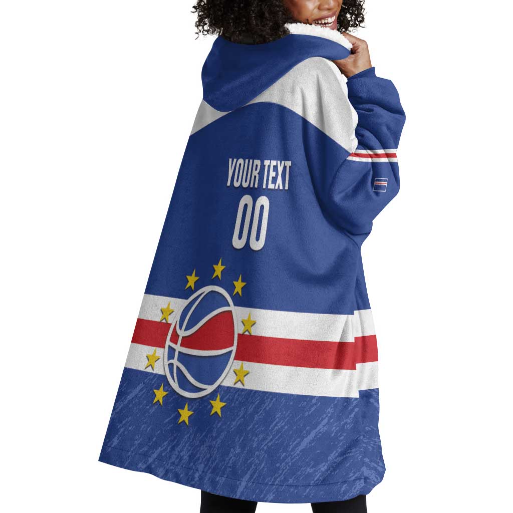 Afro Basketball Custom Cape Verde Wearable Blanket Hoodie Come On Blue Sharks - African Pride