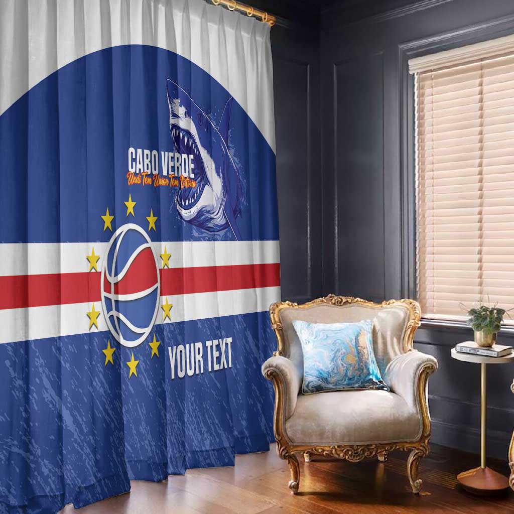 Afro Basketball Custom Cape Verde Window Curtain Come On Blue Sharks - African Pride