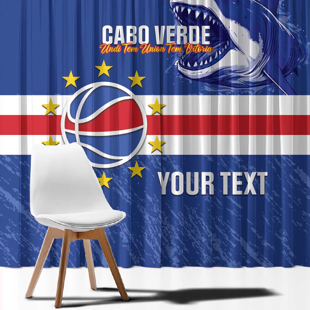 Afro Basketball Custom Cape Verde Window Curtain Come On Blue Sharks - African Pride