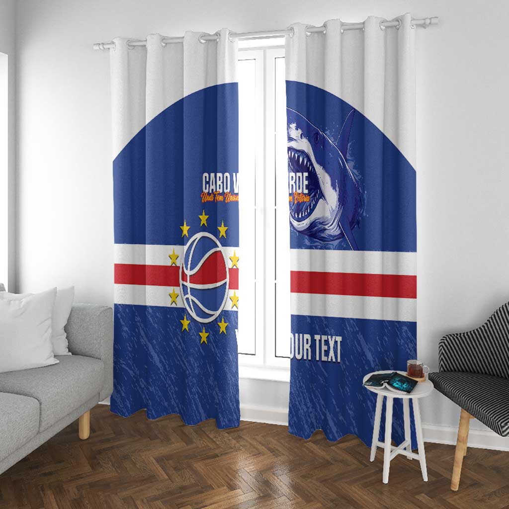 Afro Basketball Custom Cape Verde Window Curtain Come On Blue Sharks - African Pride