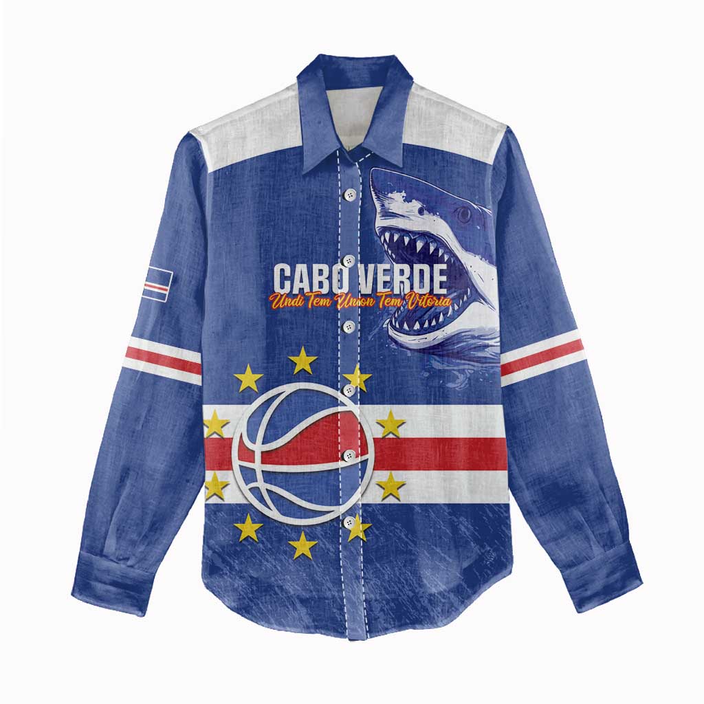 Afro Basketball Custom Cape Verde Women Casual Shirt Come On Blue Sharks - African Pride