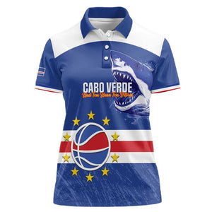 Afro Basketball Custom Cape Verde Women Polo Shirt Come On Blue Sharks - African Pride