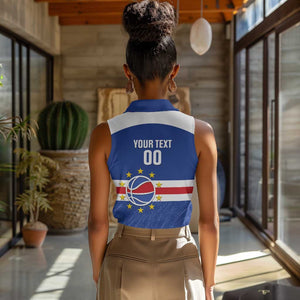 Afro Basketball Custom Cape Verde Women Sleeveless Polo Shirt Come On Blue Sharks - African Pride