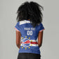 Afro Basketball Custom Cape Verde Women V-Neck T-Shirt Come On Blue Sharks - African Pride