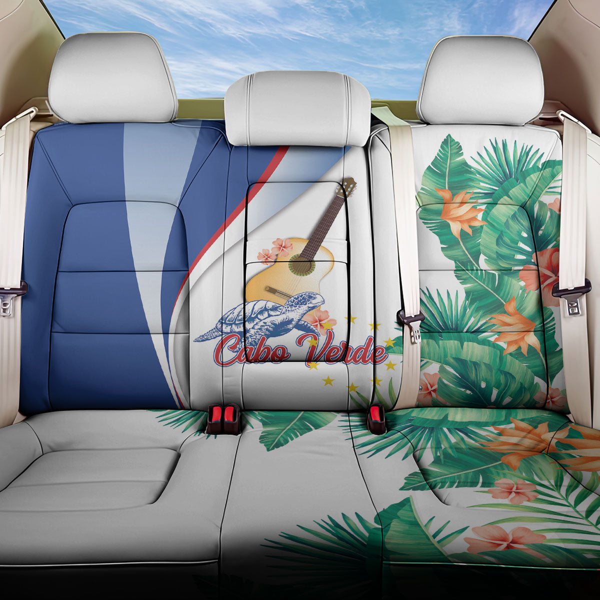 Cavaquinho Cabo Verde Back Car Seat Cover Cape Verdean Instrument Tropical Sea Turtle