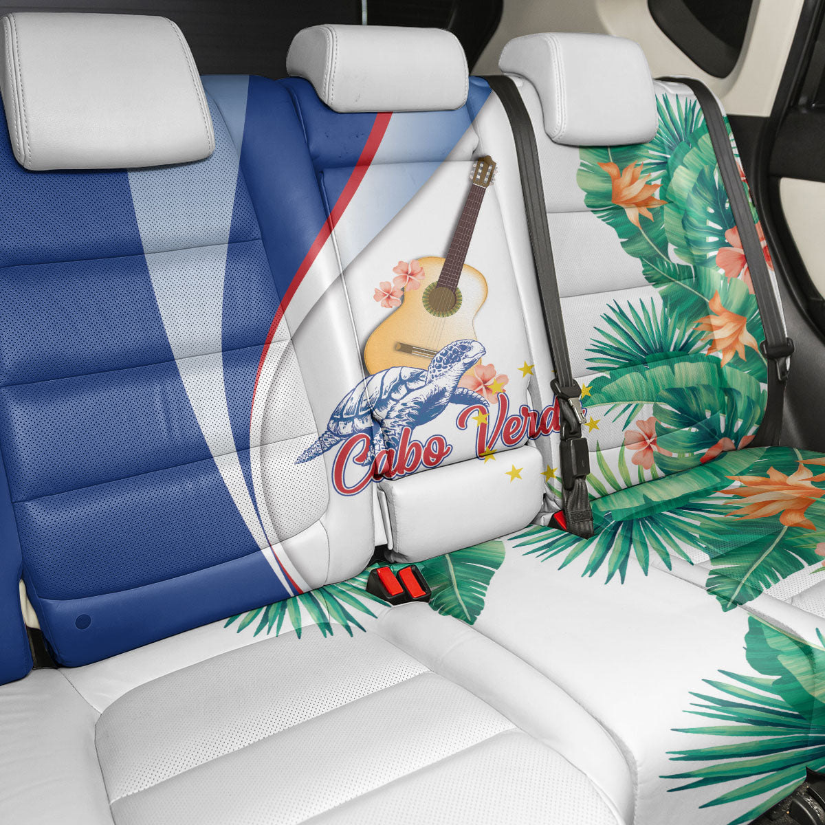 Cavaquinho Cabo Verde Back Car Seat Cover Cape Verdean Instrument Tropical Sea Turtle