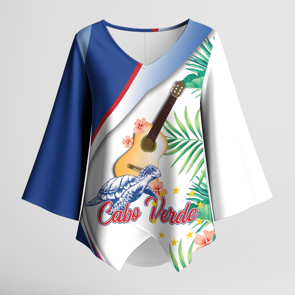 Cavaquinho Cabo Verde Kimono Sleeve Blouse Cape Verdean Instrument Tropical Sea Turtle
