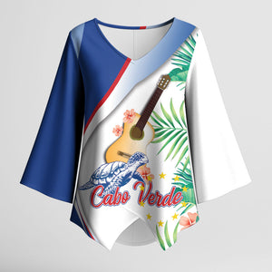 Cavaquinho Cabo Verde Kimono Sleeve Blouse Cape Verdean Instrument Tropical Sea Turtle