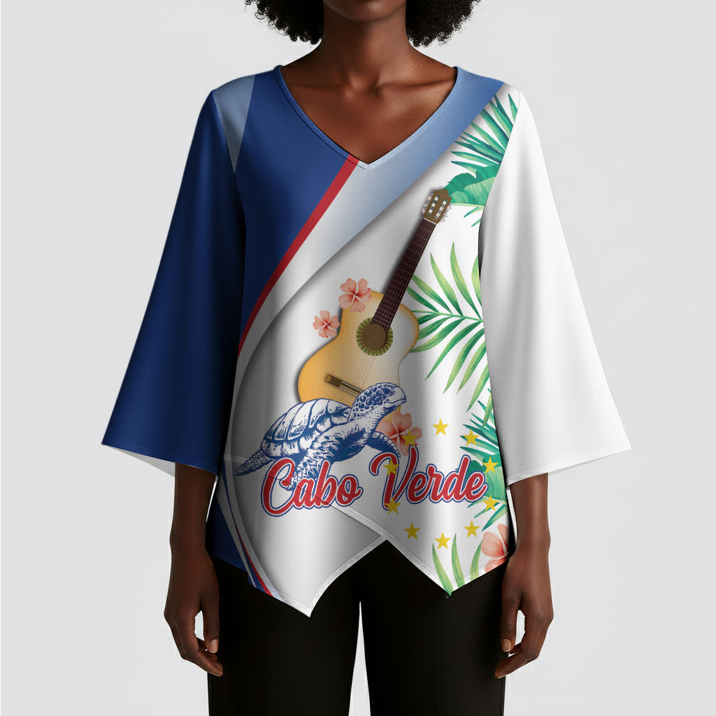 Cavaquinho Cabo Verde Kimono Sleeve Blouse Cape Verdean Instrument Tropical Sea Turtle