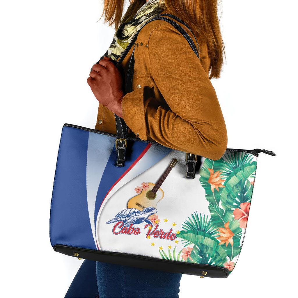 Cavaquinho Cabo Verde Leather Tote Bag Cape Verdean Instrument Tropical Sea Turtle