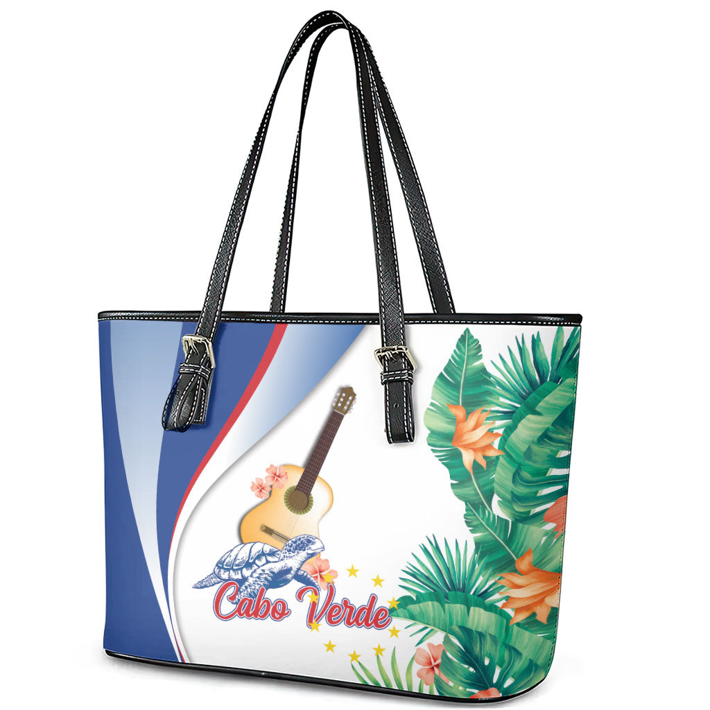 Cavaquinho Cabo Verde Leather Tote Bag Cape Verdean Instrument Tropical Sea Turtle