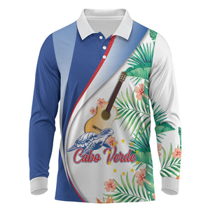 Cavaquinho Cabo Verde Long Sleeve Polo Shirt Cape Verdean Instrument Tropical Sea Turtle