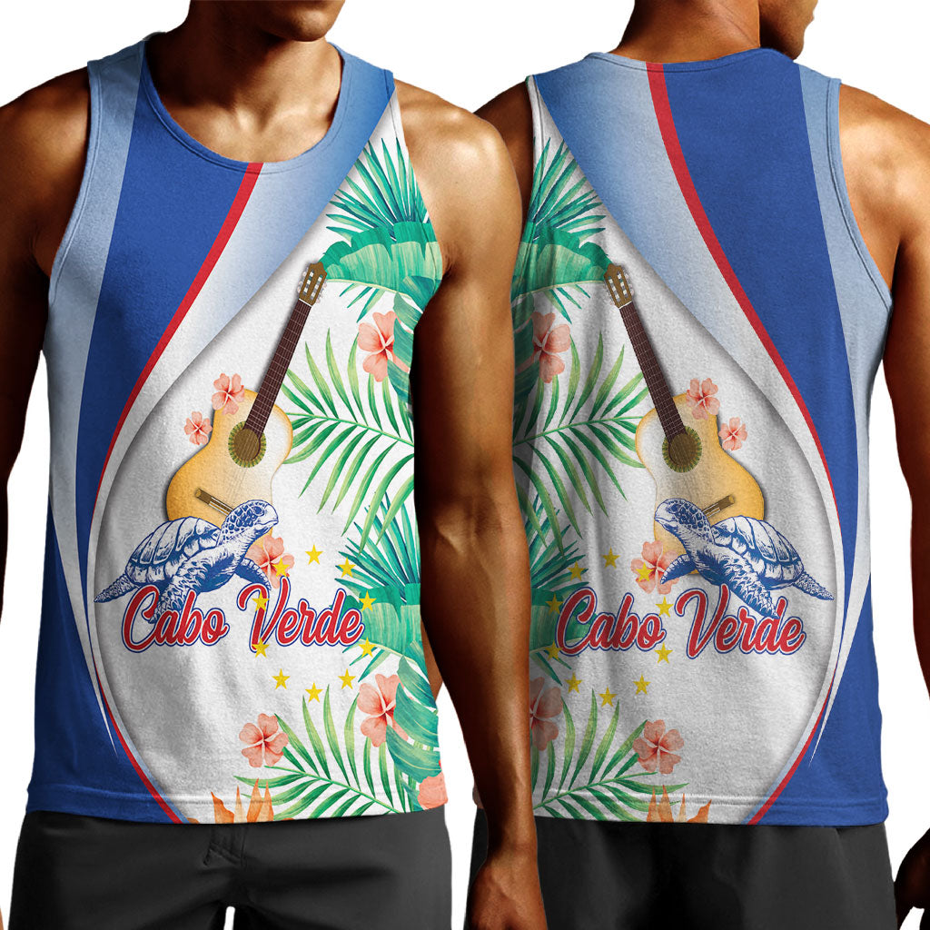 Cavaquinho Cabo Verde Men Tank Top Cape Verdean Instrument Tropical Sea Turtle