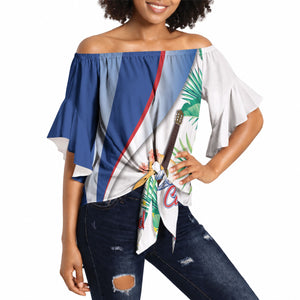 Cavaquinho Cabo Verde Off Shoulder Wrap Waist Top Cape Verdean Instrument Tropical Sea Turtle