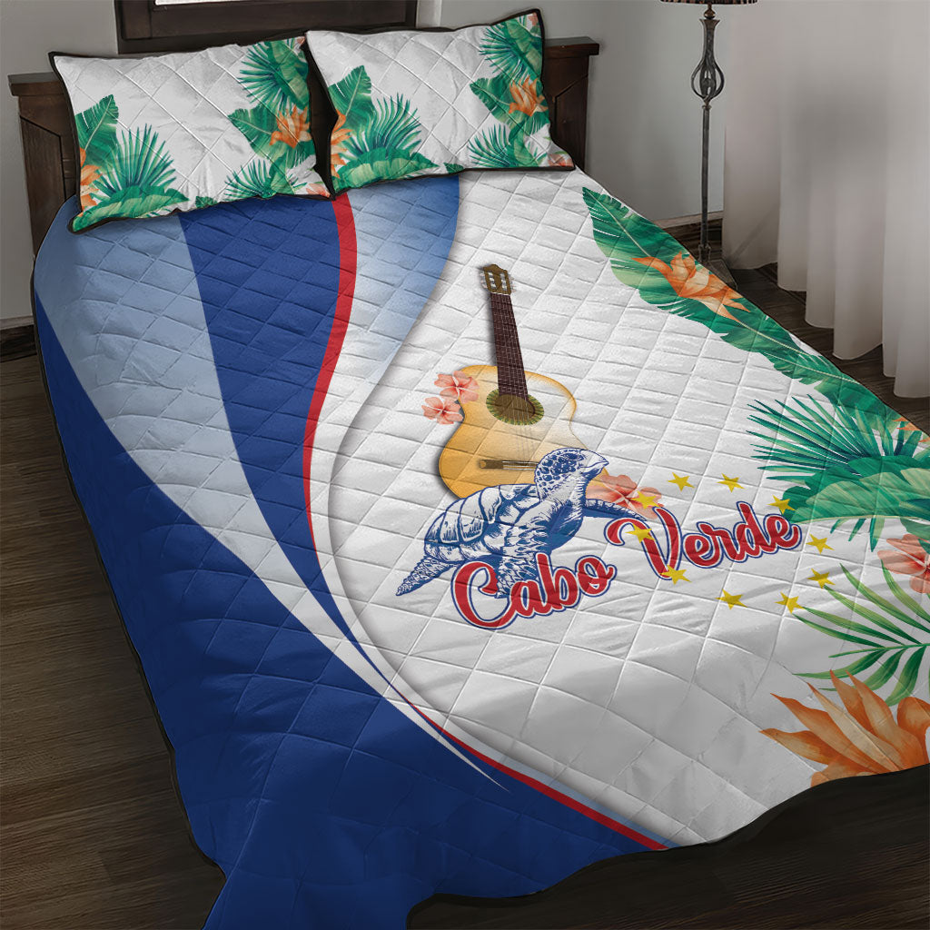 Cavaquinho Cabo Verde Quilt Bed Set Cape Verdean Instrument Tropical Sea Turtle