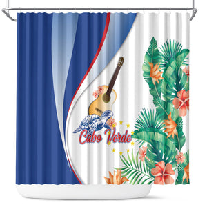 Cavaquinho Cabo Verde Shower Curtain Cape Verdean Instrument Tropical Sea Turtle