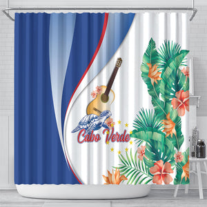 Cavaquinho Cabo Verde Shower Curtain Cape Verdean Instrument Tropical Sea Turtle