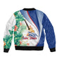 Cavaquinho Cabo Verde Sleeve Zip Bomber Jacket Cape Verdean Instrument Tropical Sea Turtle
