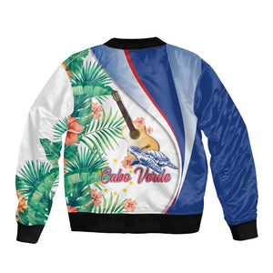 Cavaquinho Cabo Verde Sleeve Zip Bomber Jacket Cape Verdean Instrument Tropical Sea Turtle