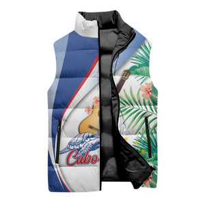 Cavaquinho Cabo Verde Sleeveless Puffer Jacket Cape Verdean Instrument Tropical Sea Turtle