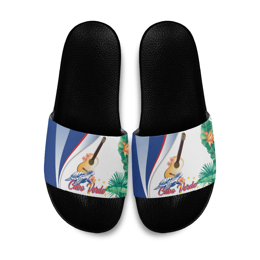 Cavaquinho Cabo Verde Slide Sandals Cape Verdean Instrument Tropical Sea Turtle