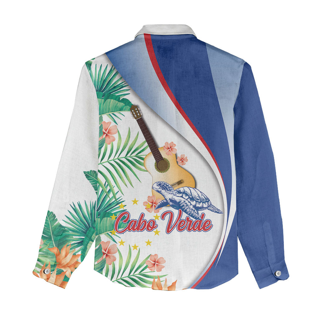 Cavaquinho Cabo Verde Women Casual Shirt Cape Verdean Instrument Tropical Sea Turtle