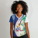 Cavaquinho Cabo Verde Women V-Neck T-Shirt Cape Verdean Instrument Tropical Sea Turtle
