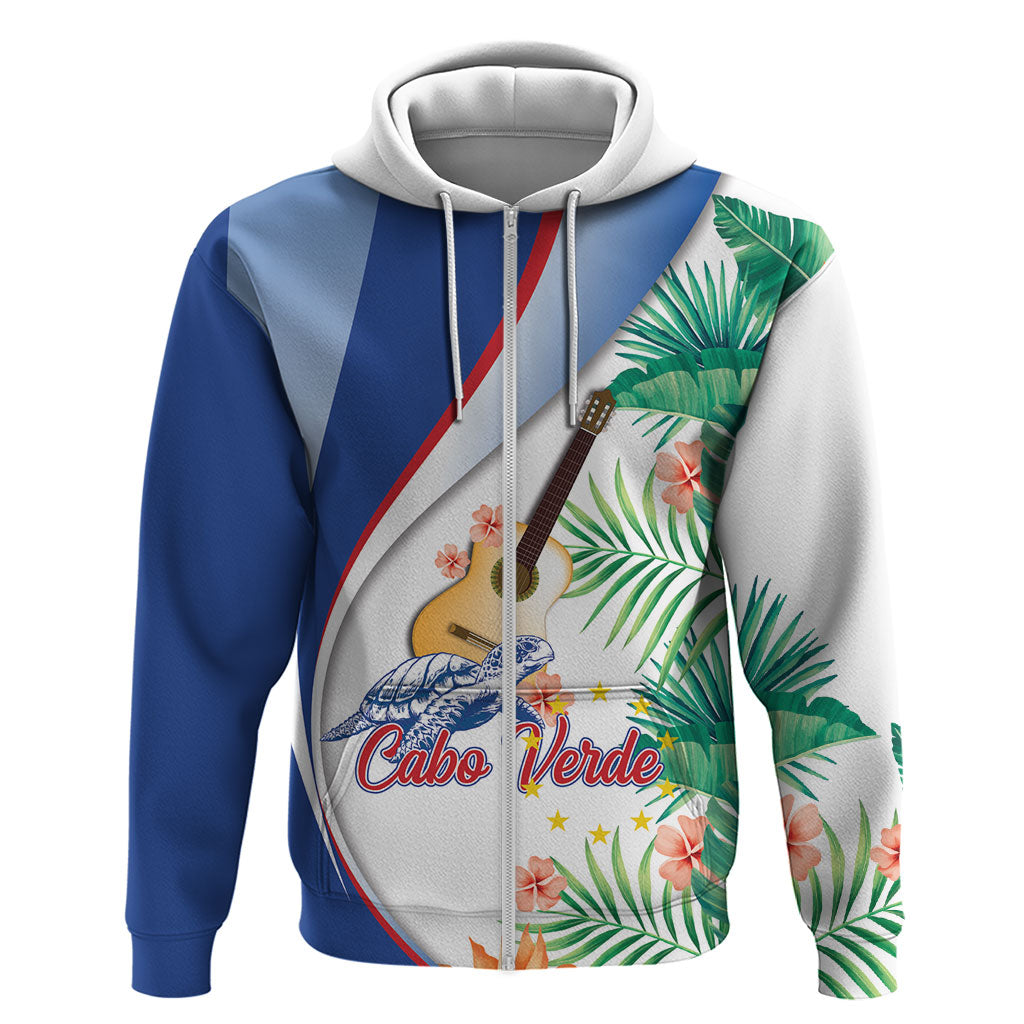 Cavaquinho Cabo Verde Zip Hoodie Cape Verdean Instrument Tropical Sea Turtle