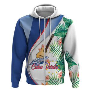 Cavaquinho Cabo Verde Zip Hoodie Cape Verdean Instrument Tropical Sea Turtle