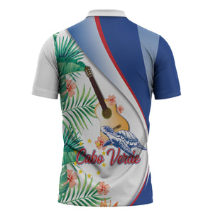 Cavaquinho Cabo Verde Zipper Polo Shirt Cape Verdean Instrument Tropical Sea Turtle