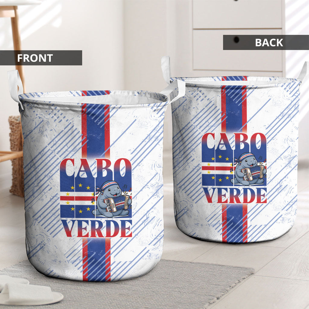 Accordion Gaita Cabo Verde Laundry Basket Cape Verdean Instrument Cute Manatee