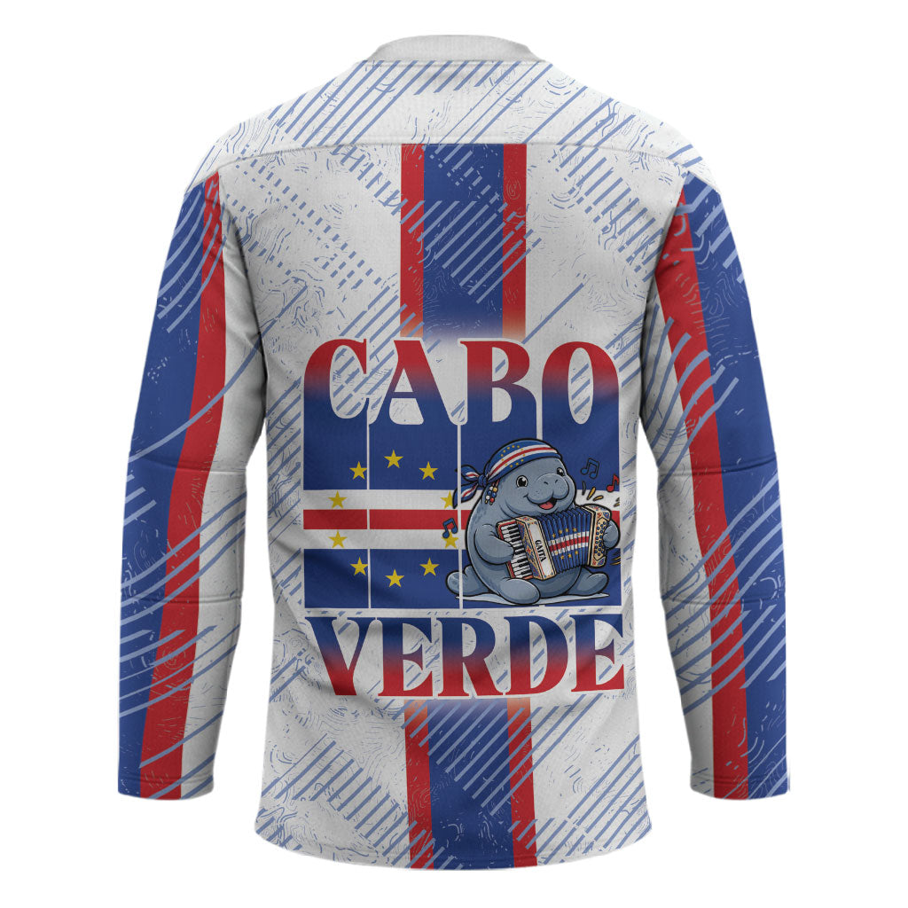 Accordion Gaita Cabo Verde Hockey Jersey Cape Verdean Instrument Cute Manatee