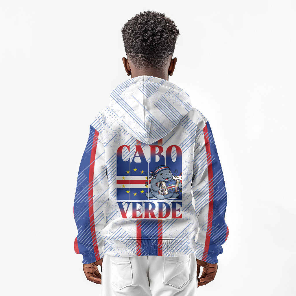 Accordion Gaita Cabo Verde Kid Hoodie Cape Verdean Instrument Cute Manatee