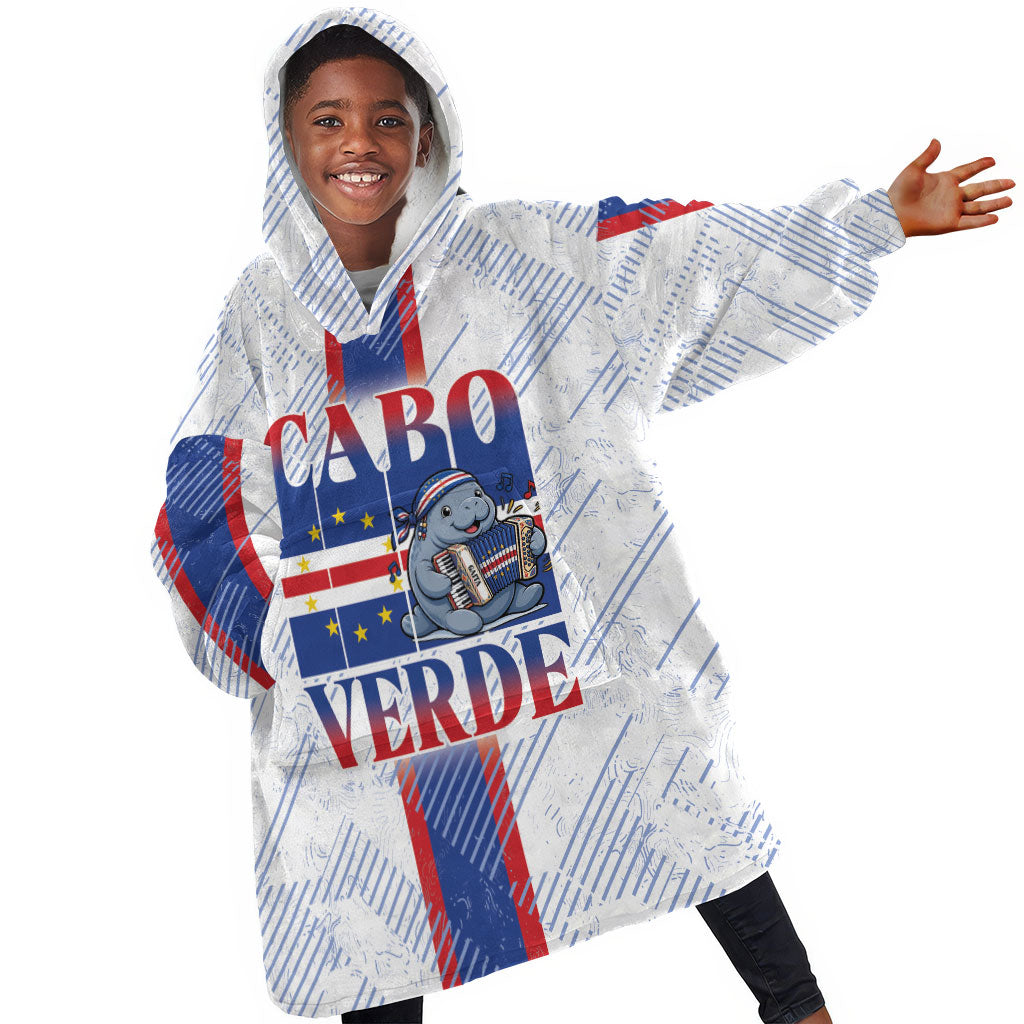 Accordion Gaita Cabo Verde Kid Wearable Blanket Hoodie Cape Verdean Instrument Cute Manatee