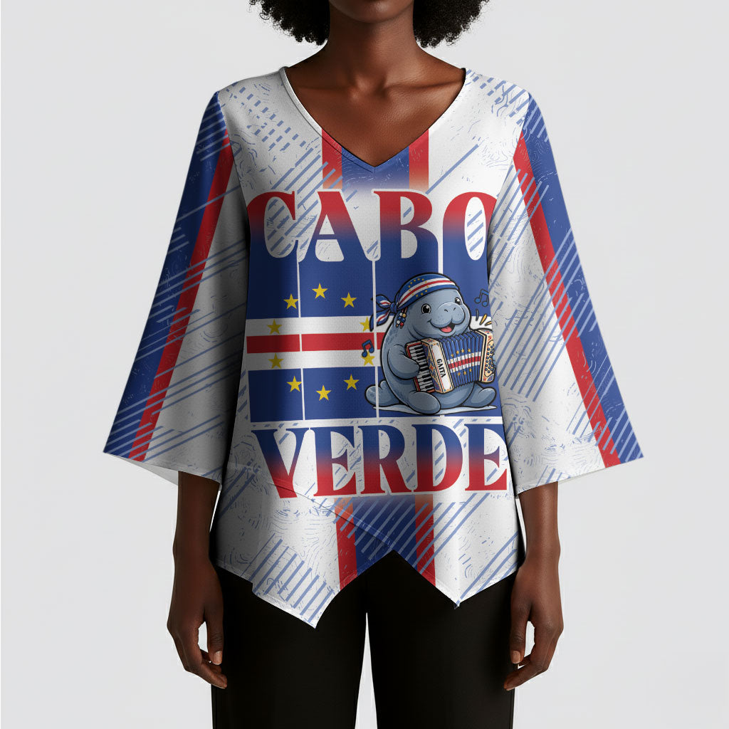 Accordion Gaita Cabo Verde Kimono Sleeve Blouse Cape Verdean Instrument Cute Manatee