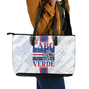 Accordion Gaita Cabo Verde Leather Tote Bag Cape Verdean Instrument Cute Manatee