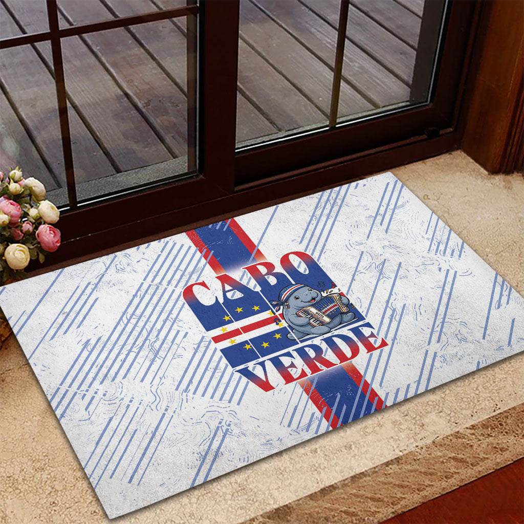 Accordion Gaita Cabo Verde Rubber Doormat Cape Verdean Instrument Cute Manatee