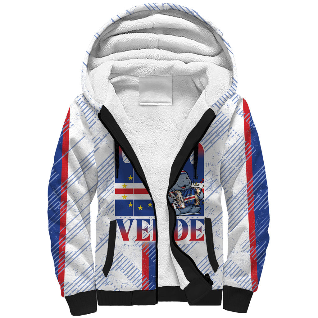 Accordion Gaita Cabo Verde Sherpa Hoodie Cape Verdean Instrument Cute Manatee
