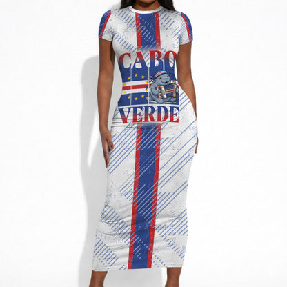 Accordion Gaita Cabo Verde Short Sleeve Bodycon Dress Cape Verdean Instrument Cute Manatee