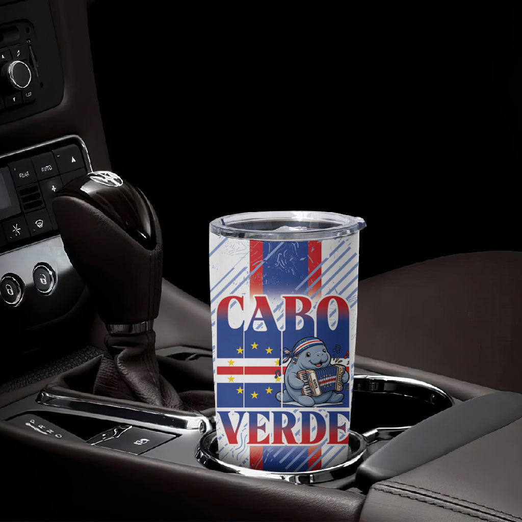 Accordion Gaita Cabo Verde Tumbler Cup Cape Verdean Instrument Cute Manatee
