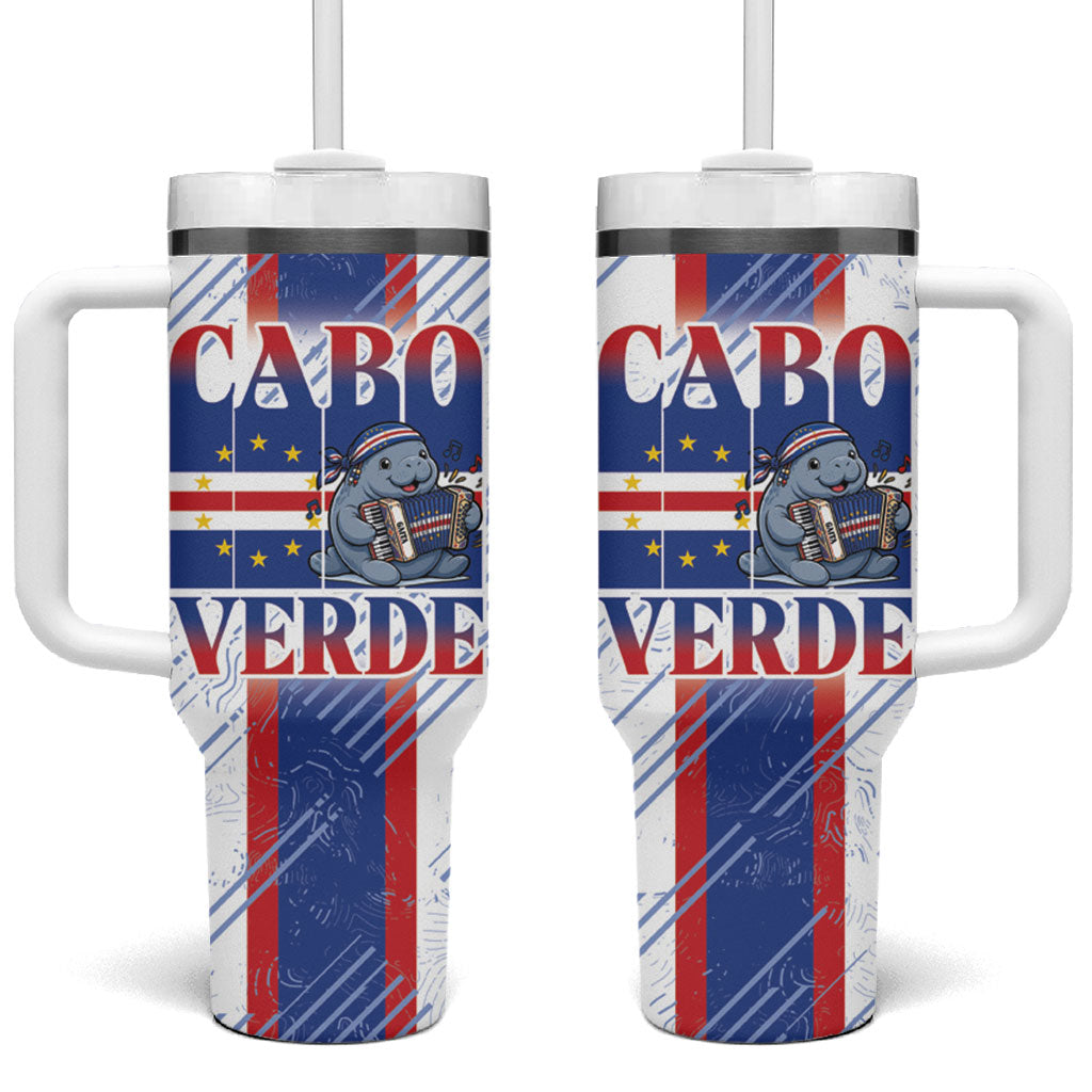 Accordion Gaita Cabo Verde Tumbler With Handle Cape Verdean Instrument Cute Manatee