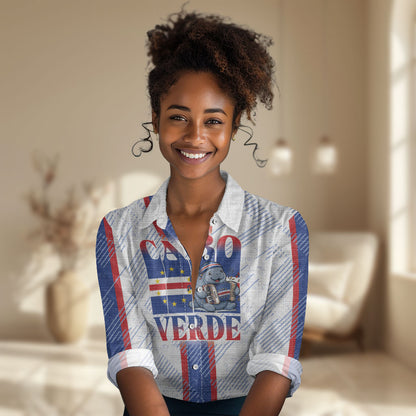 Accordion Gaita Cabo Verde Women Casual Shirt Cape Verdean Instrument Cute Manatee