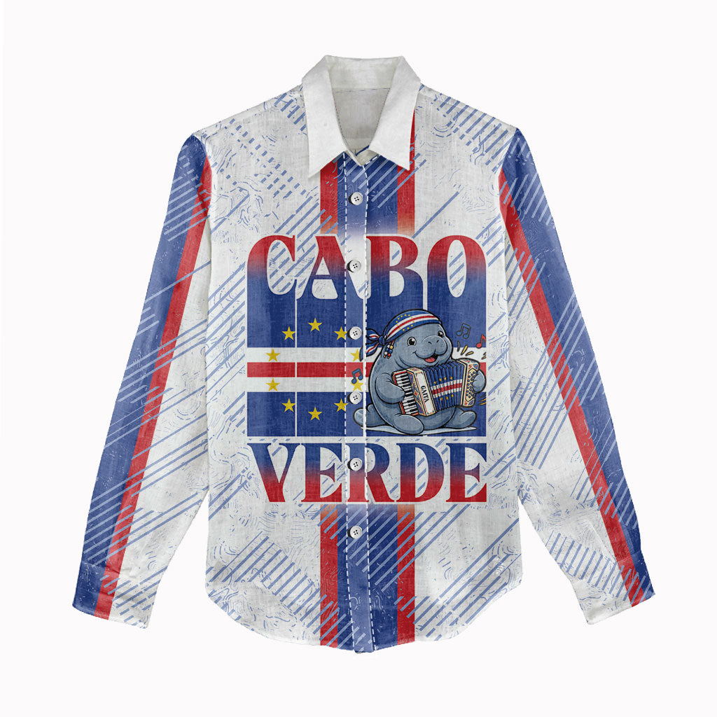 Accordion Gaita Cabo Verde Women Casual Shirt Cape Verdean Instrument Cute Manatee
