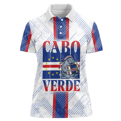 Accordion Gaita Cabo Verde Women Polo Shirt Cape Verdean Instrument Cute Manatee