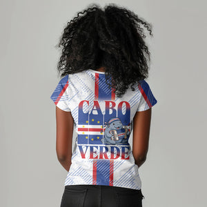 Accordion Gaita Cabo Verde Women V-Neck T-Shirt Cape Verdean Instrument Cute Manatee
