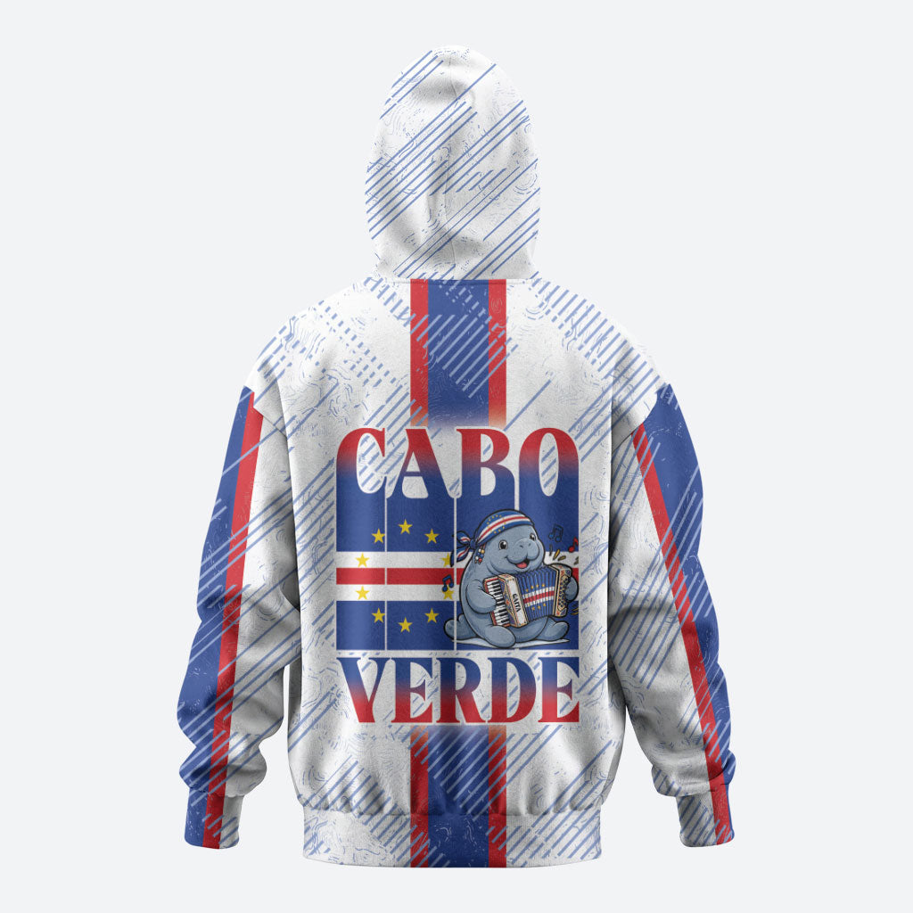 Accordion Gaita Cabo Verde Zip Hoodie Cape Verdean Instrument Cute Manatee