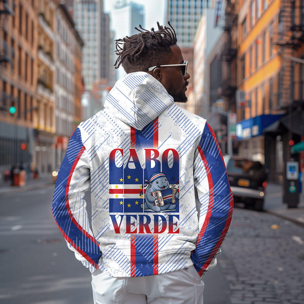 Accordion Gaita Cabo Verde Zip Hoodie Cape Verdean Instrument Cute Manatee
